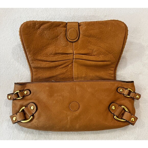 Vintage Y2K Tan Juicy Couture Leather Charms Mini Skeleton Key Purse Bag Clutch